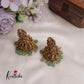 Premium AD Lakshmi Jhumkas with Green Beads Drops E700