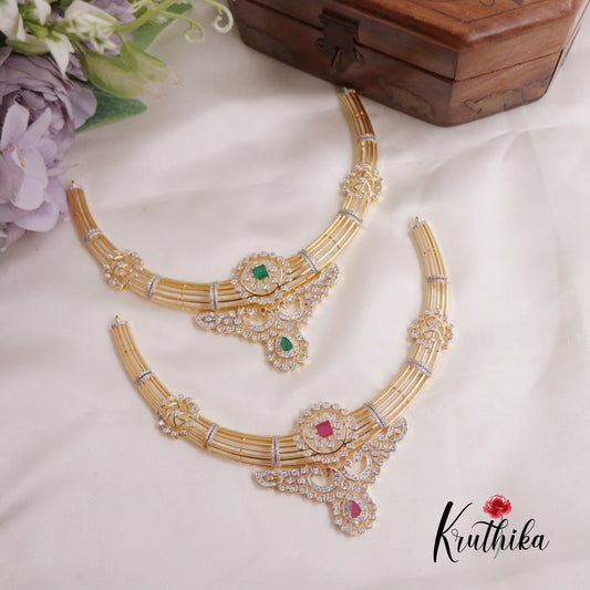 Trendy AD/ Victorian Peacock Hasli Necklace NC2250 (Available in 2 Colours)