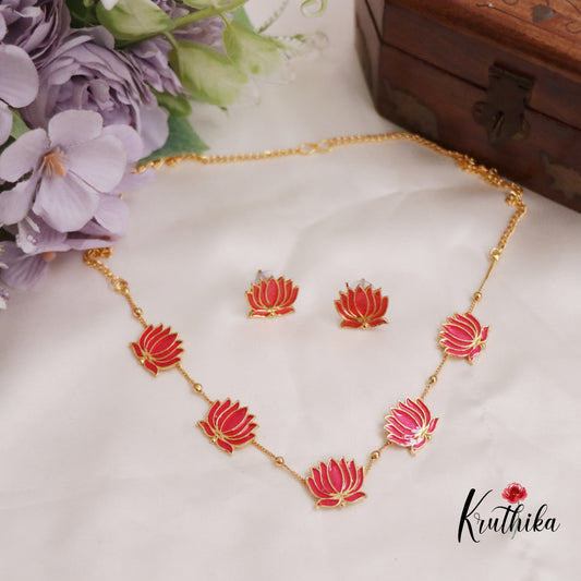 Budget Friendly Simple Lotus Necklace NC2294 (Available in 2 Colors)