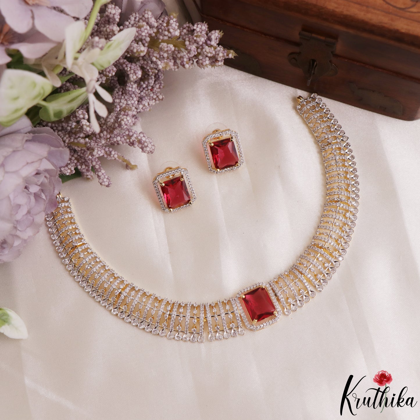 Sparkling Square Motifs CZ Victorian Hasli Choker NC3155 (Available In 3 Colors)