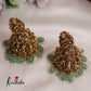 Premium AD Lakshmi Jhumkas with Green Beads Drops E700