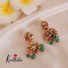 Pretty Emerald pearl beads Lakshmi Jadau Mid length haarm LH631( Available in 2 Colours)