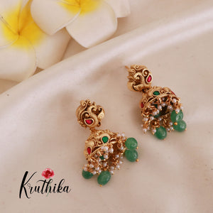 Pretty Emerald pearl beads Lakshmi Jadau Mid length haarm LH631( Available in 2 Colours)