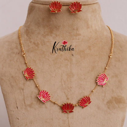 Budget Friendly Simple Lotus Necklace NC2294 (Available in 2 Colors)