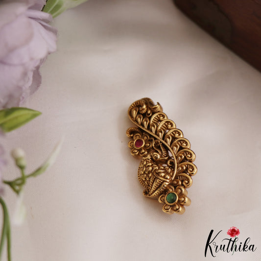 Beautiful Antique Floral Peacock Motifs Saree Pin SP55