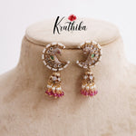 Grand Chandra Mayuri Jhumkas with Beads Drops E636 (Available in 2 Colors)