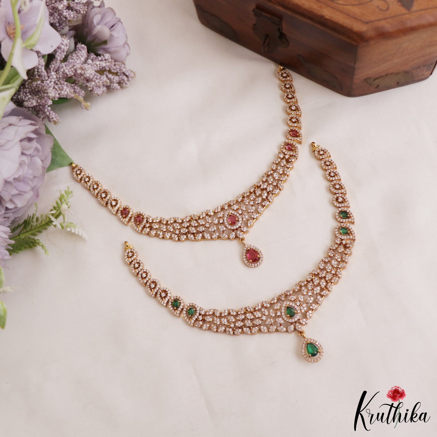 Elegant Teardrop AD Victorian Necklace NC2967 (Available In 4 Colors)