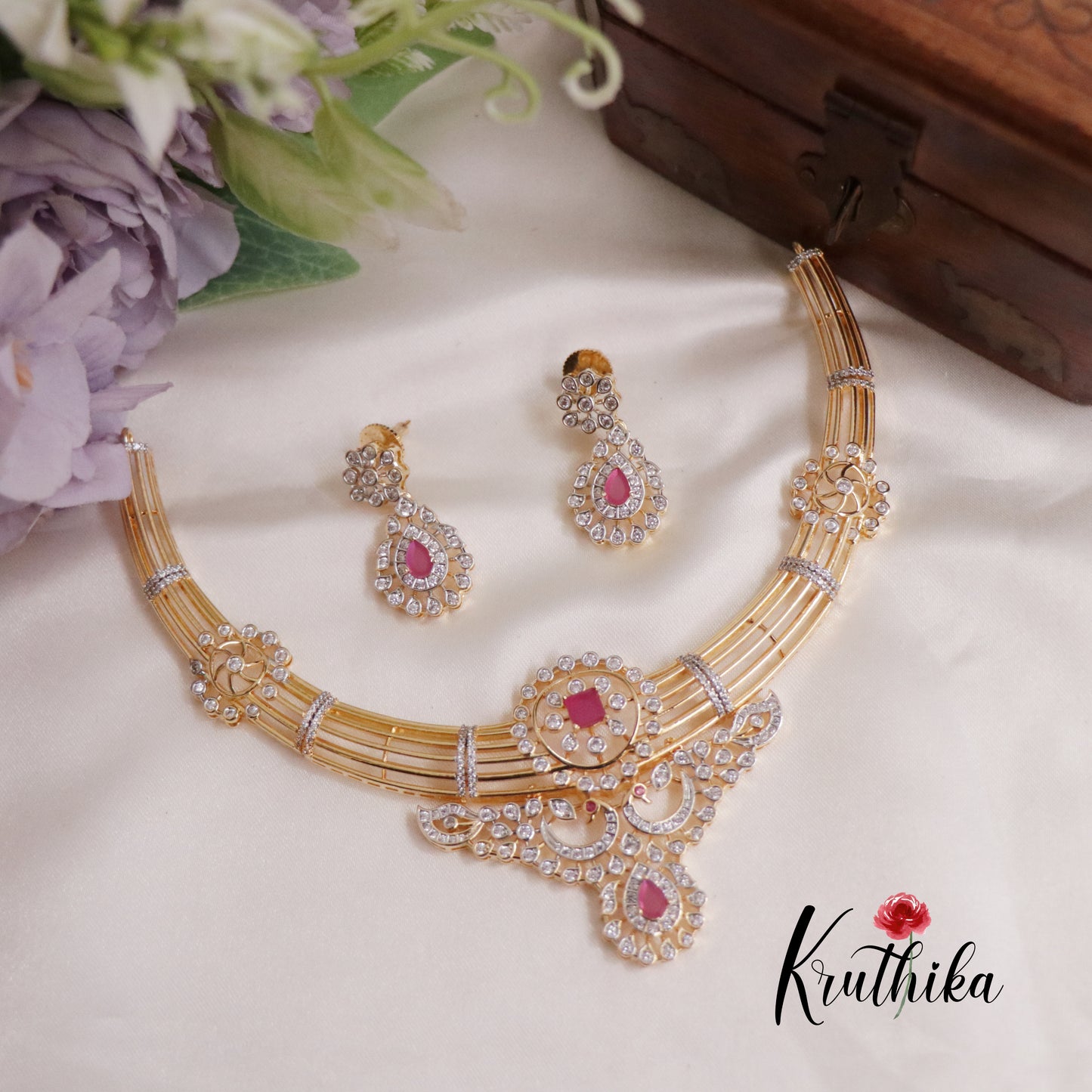 Trendy AD/ Victorian Peacock Hasli Necklace NC2250 (Available in 2 Colours)