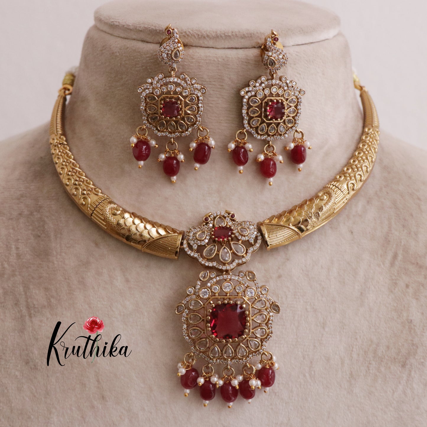 Pretty AD/Victorian Hasli Necklace Sets NC2021(Available in 2 colours)