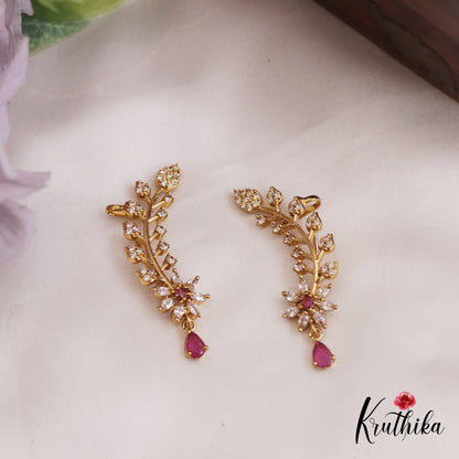 Beautiful AD Floral Leaf Motifs Earcuffs E909 (Available In 3 Colors)