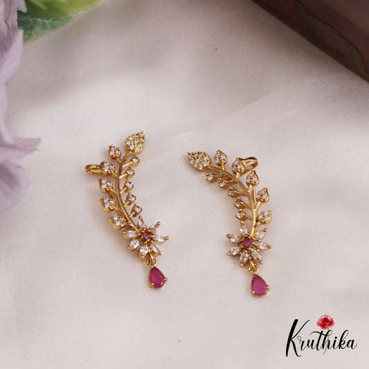 Beautiful AD Floral Leaf Motifs Earcuffs E909 (Available In 3 Colors)