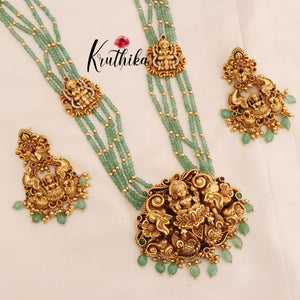 Premium Lakshmi Peacock Onyx Beads Haaram LH1795