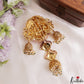 Classic Antique Nagas Lakshmi Peacock Motifs Jhumka Jada Billa With Pear Bead Drops J436 (Available In 2 Colors)