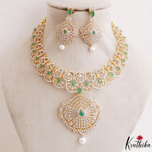 Classic Teardrop Motifs CZ Victorian Necklace NC3266 (Available In 2 Colors)