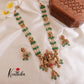 Pretty Emerald pearl beads Lakshmi Jadau Mid length haarm LH631( Available in 2 Colours)