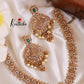 Best selling Antique finish Emerald CZ Lakshmi Devi peacock necklace NC822