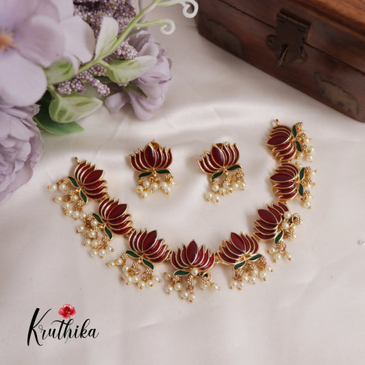 Gorgeous Kemp Lotus Guttapoosalu Necklace NC2537