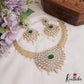 Sparkling Mango Motifs Diamond-Finish Gold-Tone AD Choker With Pearl Drops NC2760