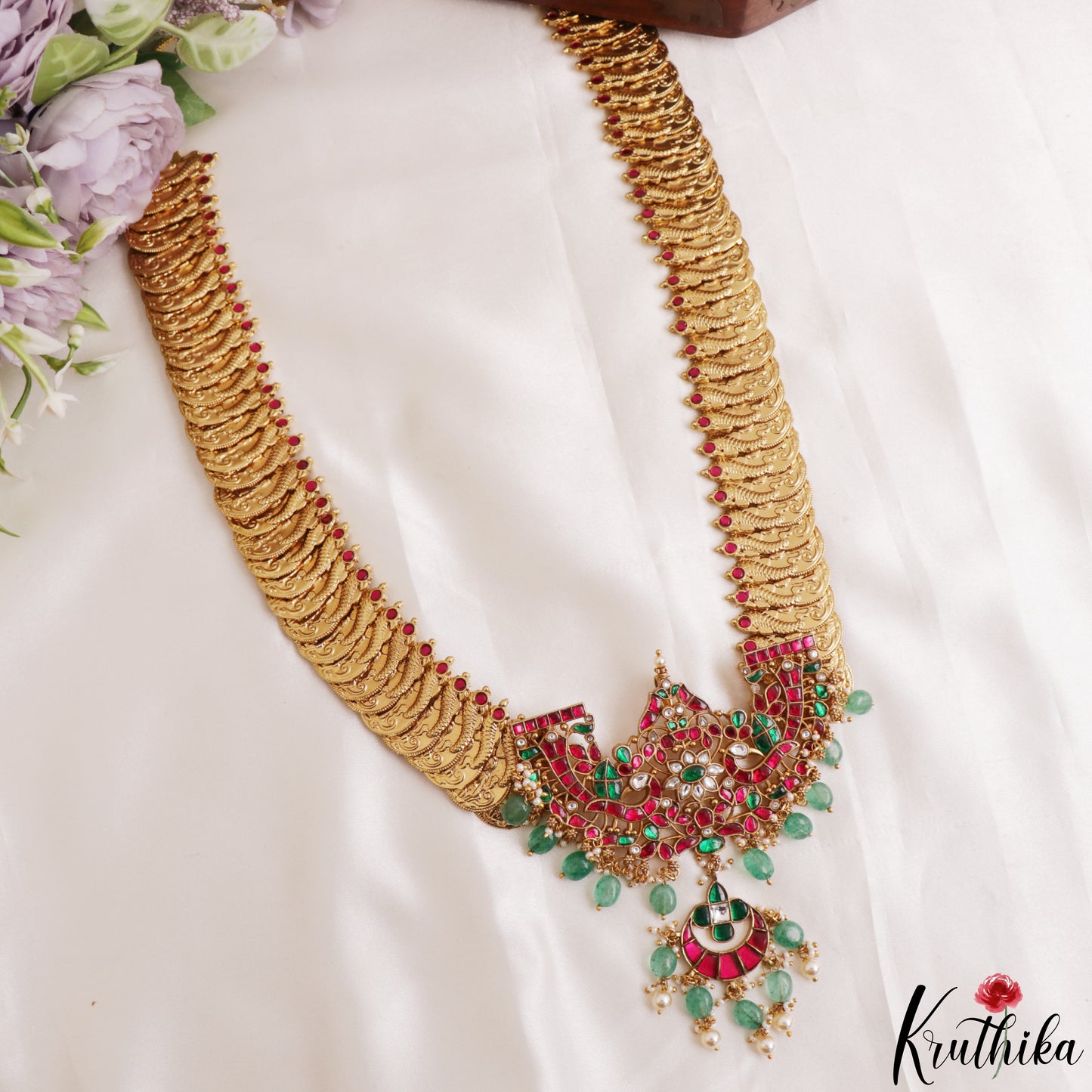 Grand Antique Peacock Lakshmi Coin Jadau Haaram-Cum-Hip Belt LH2209 (Avaialble In 2 Colors)