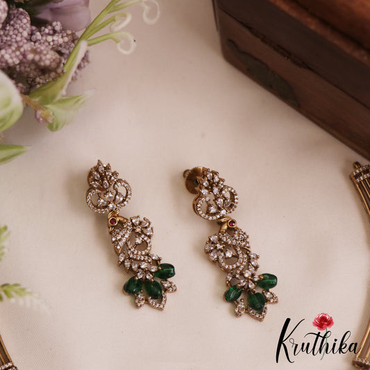 Sparkling AD Floral Peacock Motifs Victorian Hasli Choker NC2818 (Available In 2 Colors)