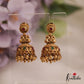 Elegant Antique Peacock Motifs Kemp Jhumka With Golden Bead Drops E984