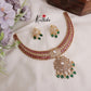 Trendy AD Victorian Ruby Hasli necklace with Green Beads Drops NC2201