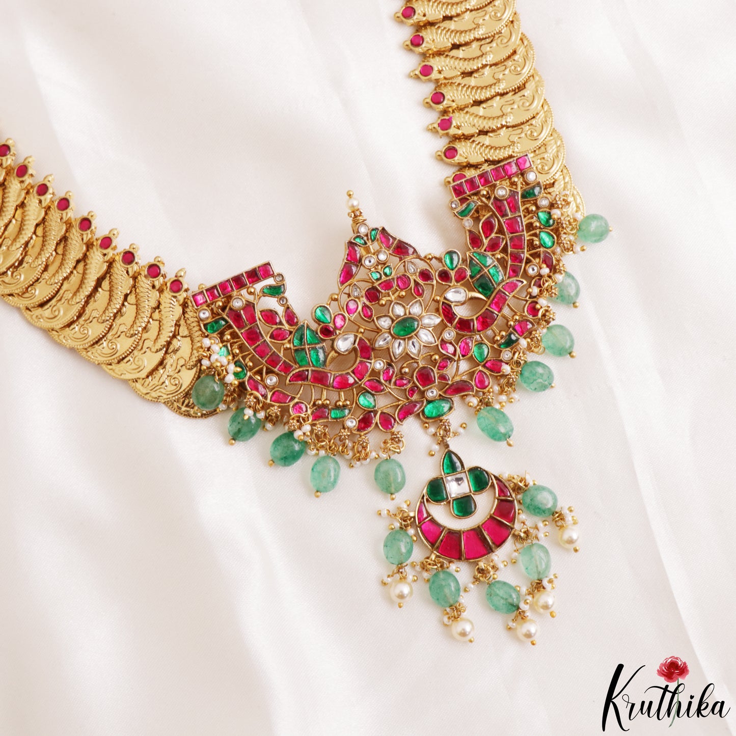Grand Antique Peacock Lakshmi Coin Jadau Haaram-Cum-Hip Belt LH2209 (Avaialble In 2 Colors)