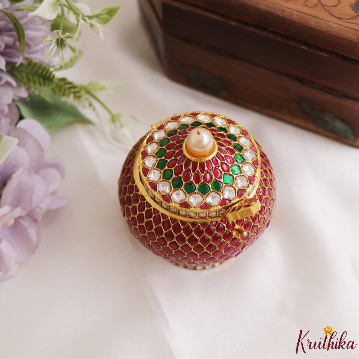 Regal Silver Replica Jadau Kumkum Box K31