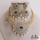 Sparkling Mango Motifs Diamond-Finish Gold-Tone AD Choker With Pearl Drops NC2760