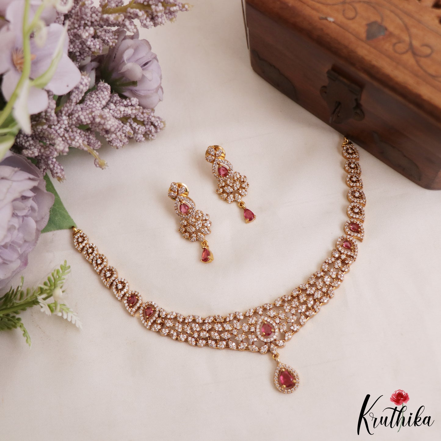 Elegant Teardrop AD Victorian Necklace NC2967 (Available In 4 Colors)