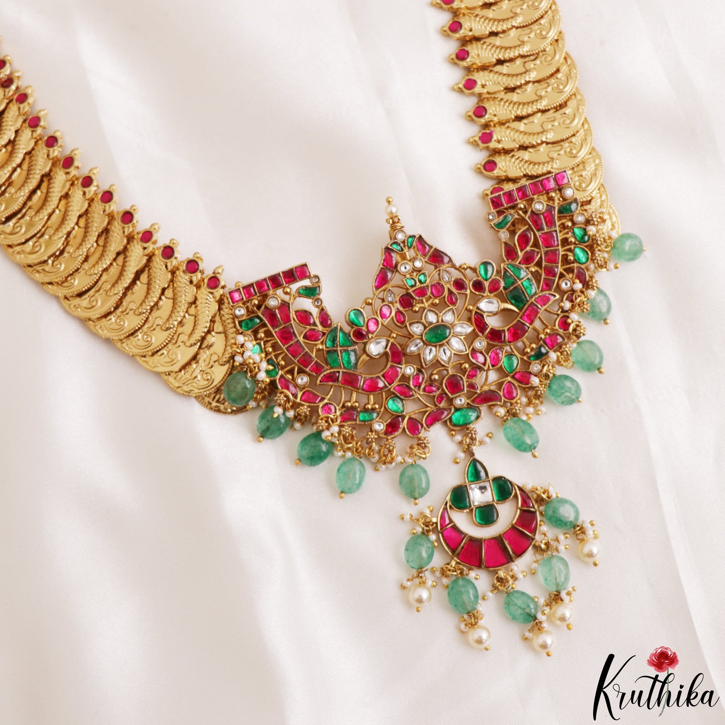 Grand Antique Peacock Lakshmi Coin Jadau Haaram-Cum-Hip Belt LH2209 (Avaialble In 2 Colors)