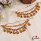 Gorgeous Triple Strand Earchains With Jhumkas And Golden Beads EC155