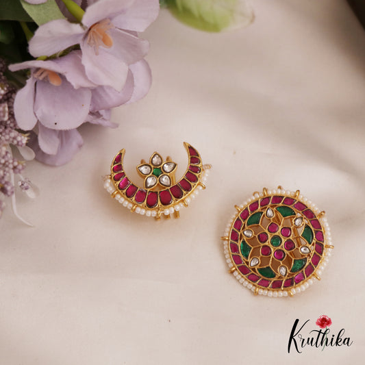 Stunning Floral Motifs Chandra Surya Jadau Hair Ornaments J363