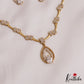 Sparkling Diamond-Finish Gold-Tone AD Teardrop Motifs Necklace NC2757 (Available In 2 Colors)