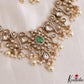 Elegant Teardrop Motifs Polki CZ Victorian Necklace With Pearl Drops NC3161