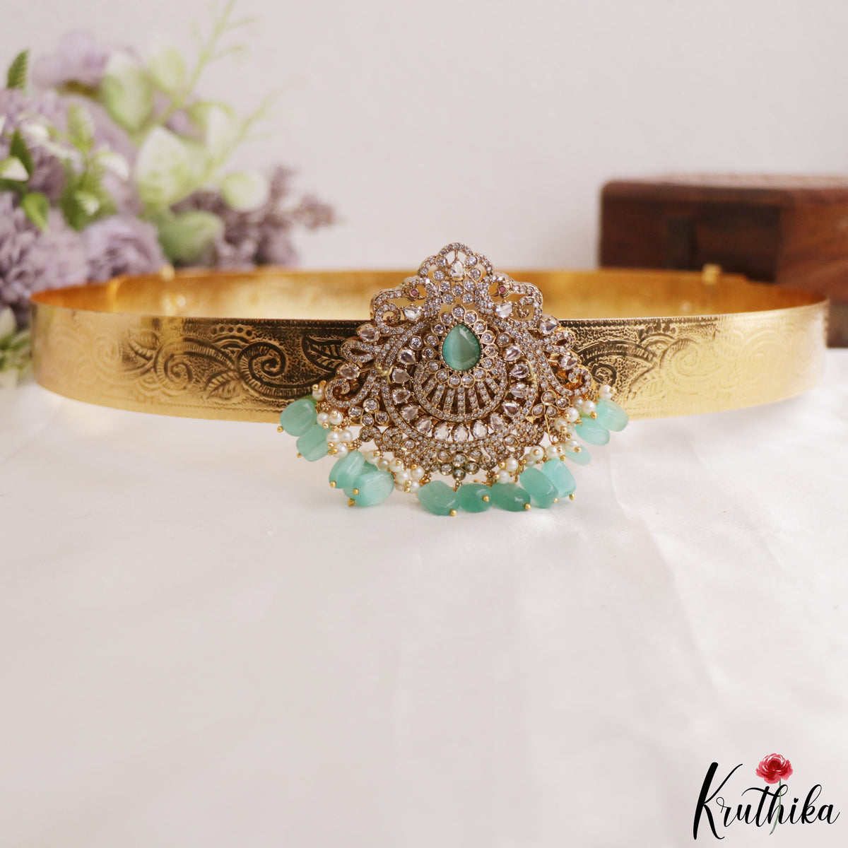 Simple Light Weight CZ Sparking Peacock Victorian Hip Belt V289 (Available in 4 Colours)