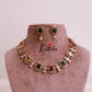 Simple CZ Navaratna uncut stones necklace NC1886