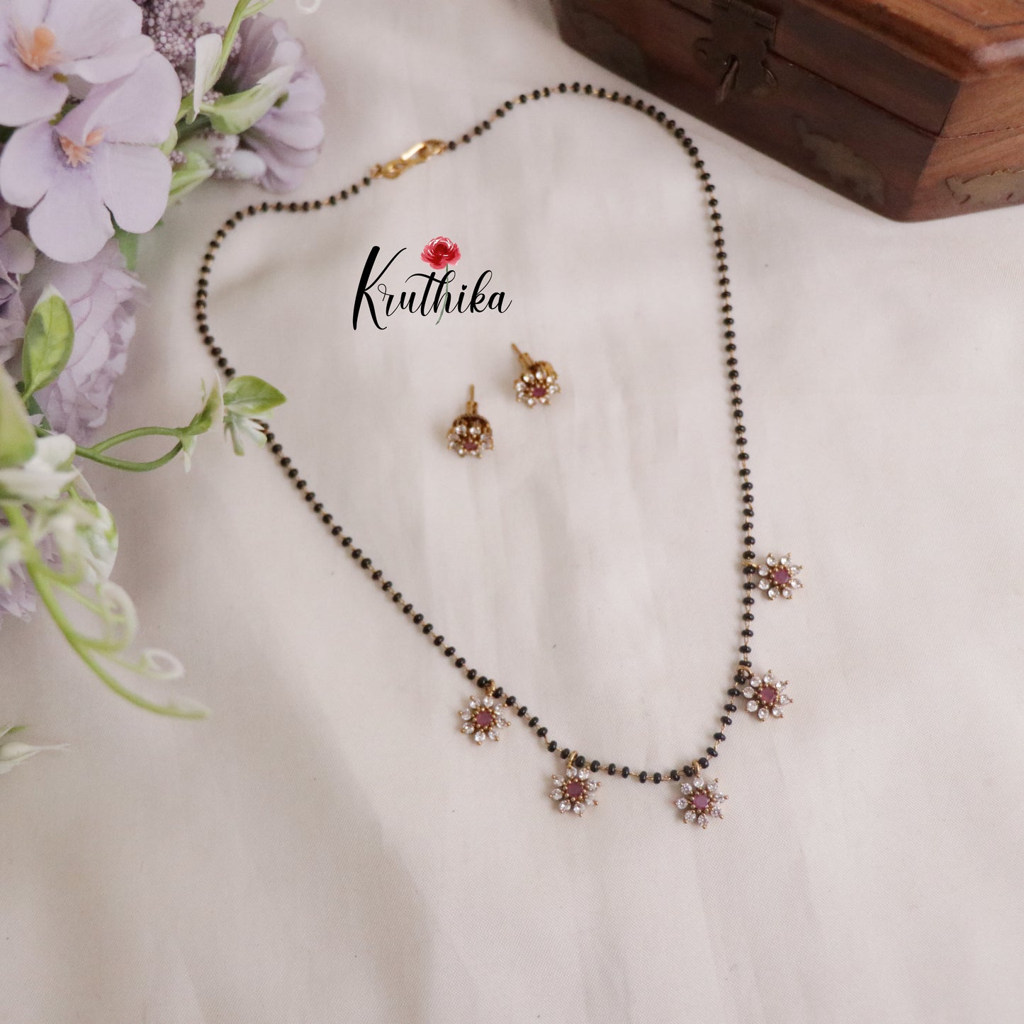 Beautiful Mangalsutra with Earrings Set NC2177 (Available in 3 Colours)