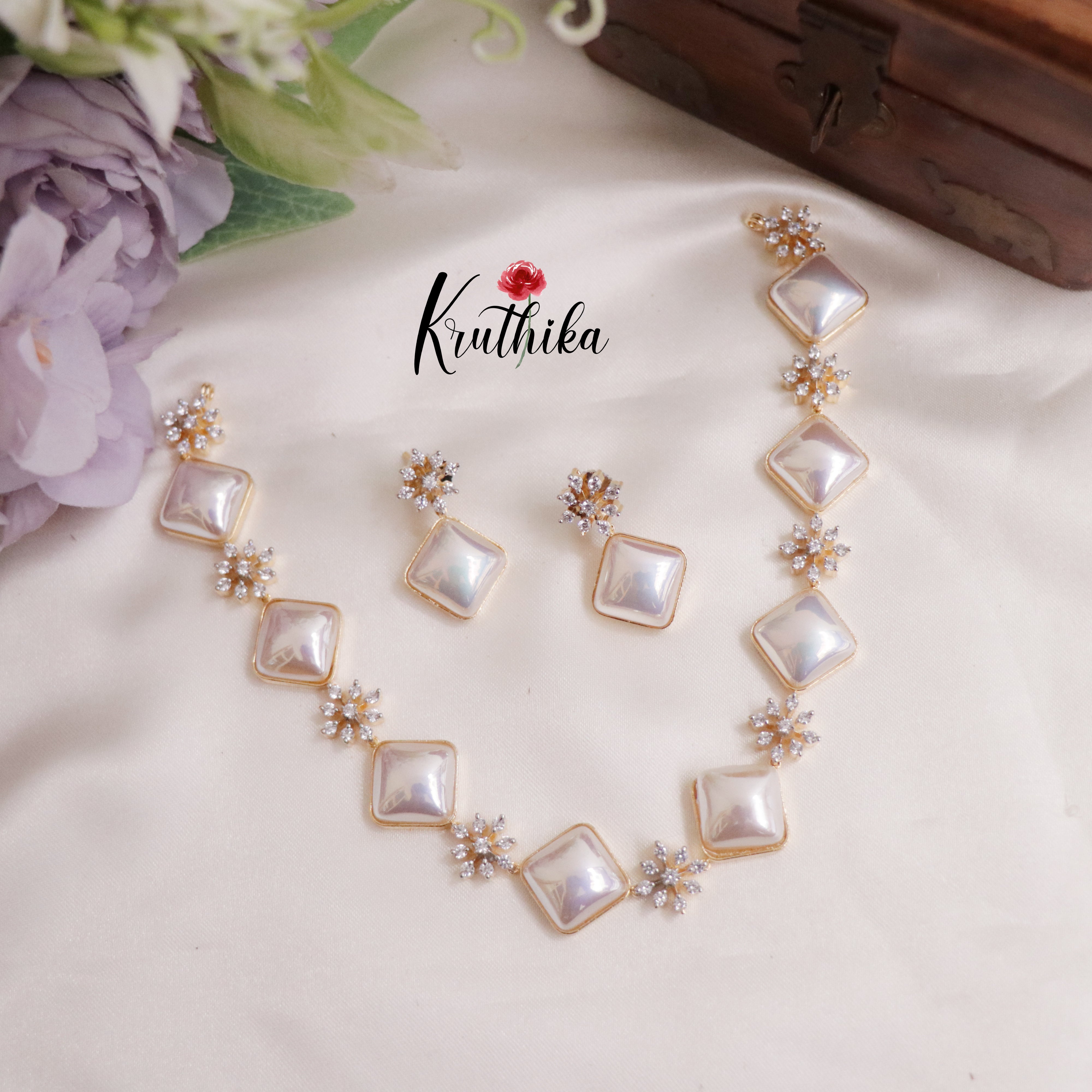 Pretty CZ Pearls Necklace NC2269 – Kruthika Jewellery