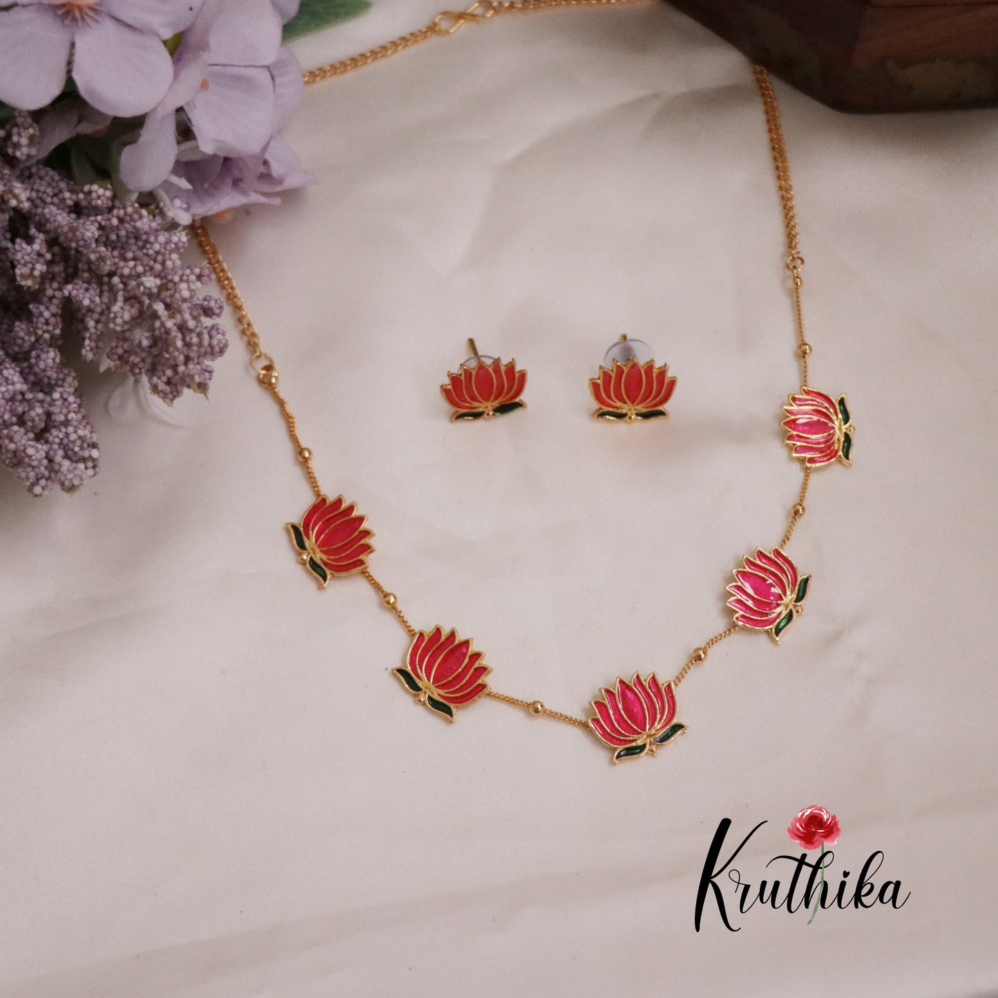 Budget Friendly Simple Lotus Necklace NC2294 (Available in 2 Colors)