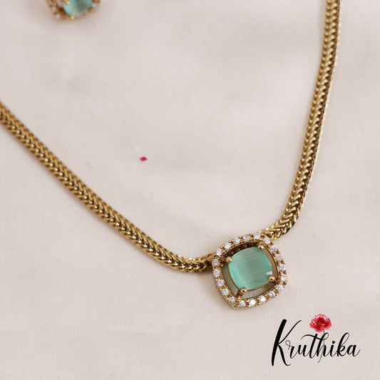 Simple Trendy CZ Necklace NC2610 (Available in 2 Colours)