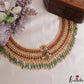 Premium Floral Motifs Jadau Haaram With Green Bead Drops NC3105
