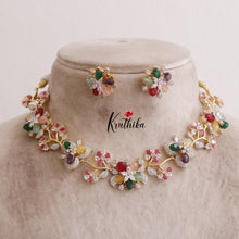 Beautiful CZ Mutli Stone Flower Desing Necklace Set NC2007