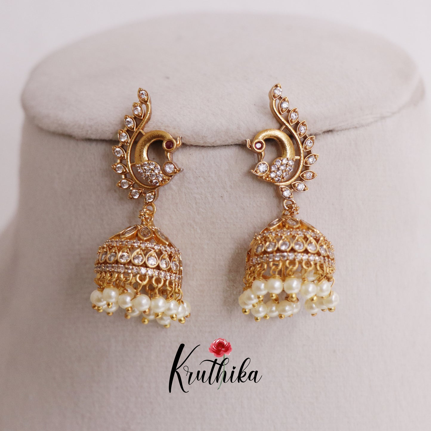 Trendy CZ Peacock Jhumka E711