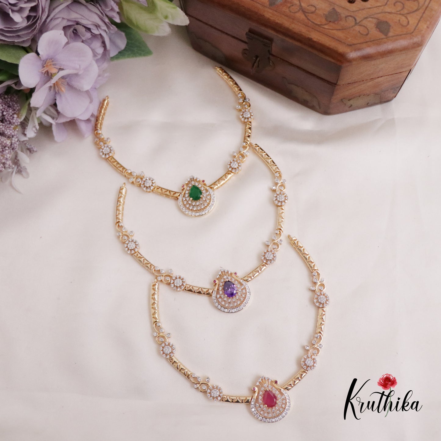 Beautiful CZ Victorian Peacock Pendant Hasli Necklace NC2285 (Available in 3 Colors)