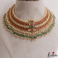 Premium Floral Motifs Jadau Haaram With Green Bead Drops NC3105