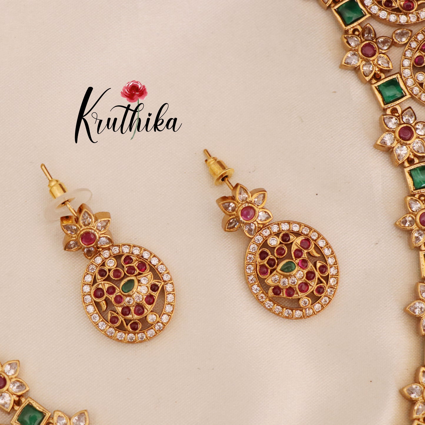 Premium Kempu Coin Necklace (Bottu maala)  NC1782