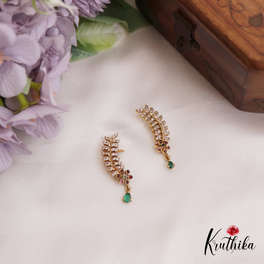 Elegant Floral Motifs AD Earcuff E911 (Available In 3 Colors)