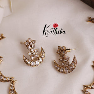 Trendy American Diamond half moon Necklace Set NC2009