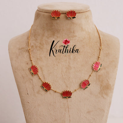 Budget Friendly Simple Lotus Necklace NC2294 (Available in 2 Colors)
